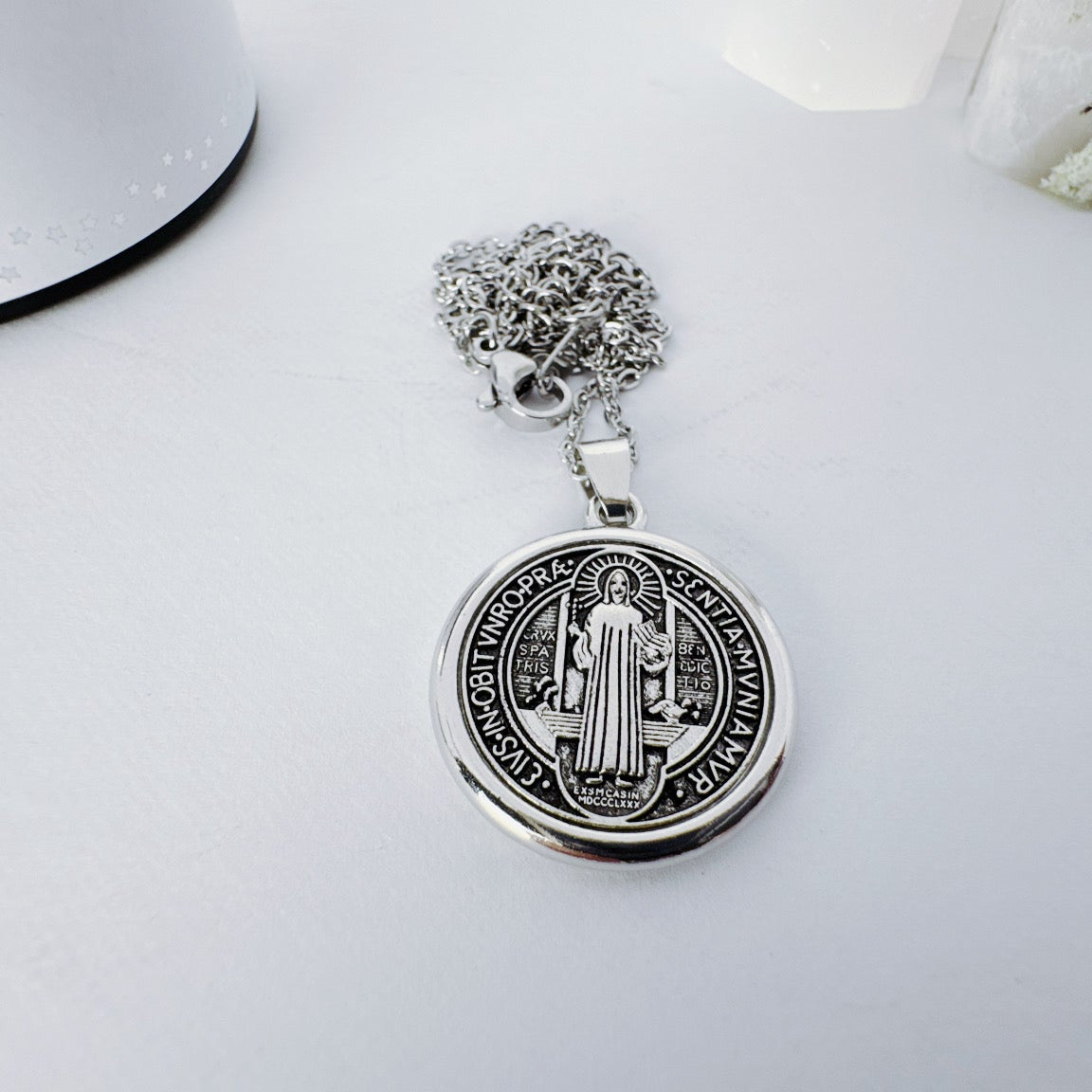Saint Bennedict Necklace Silver