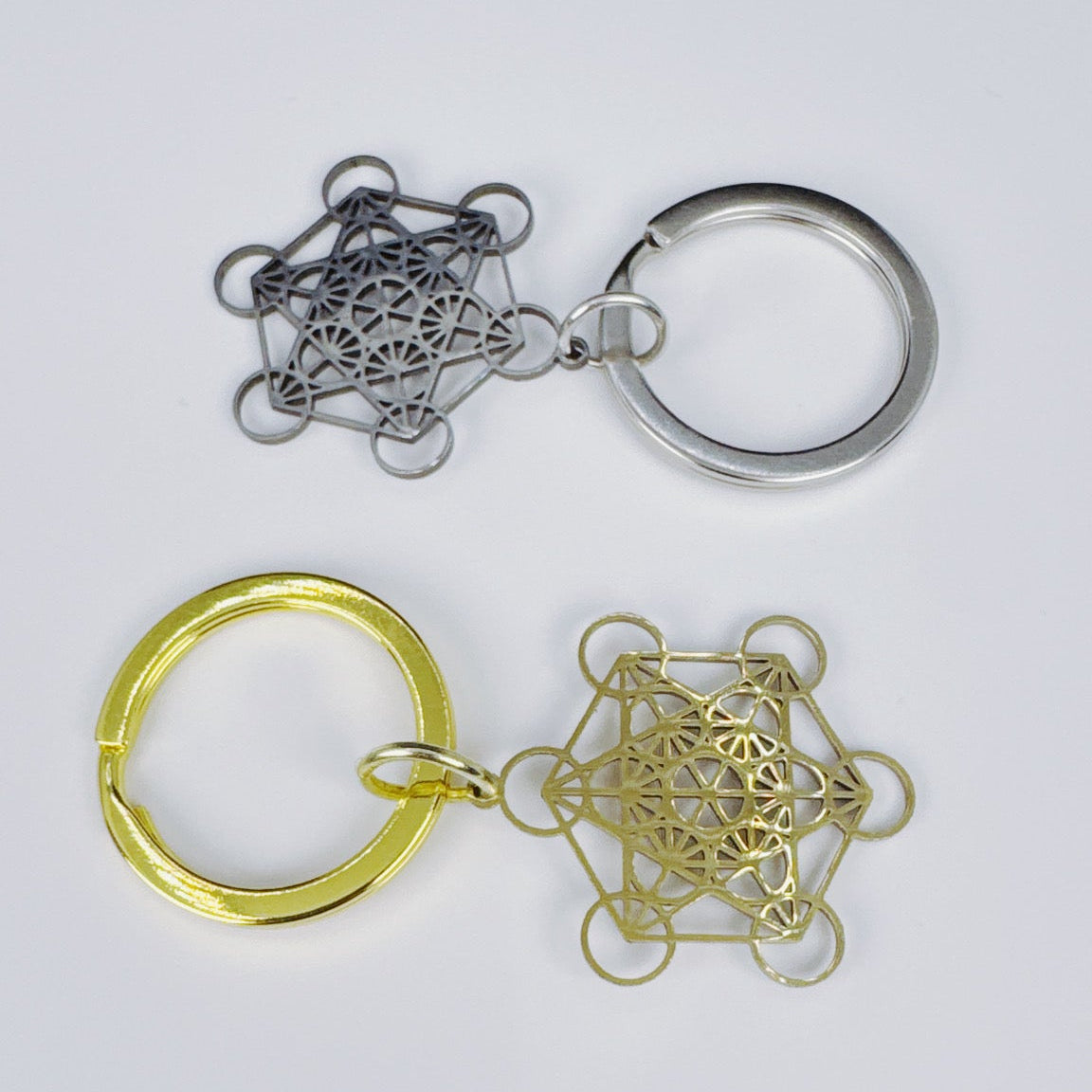 Metatron's Cube Keychain - Gold