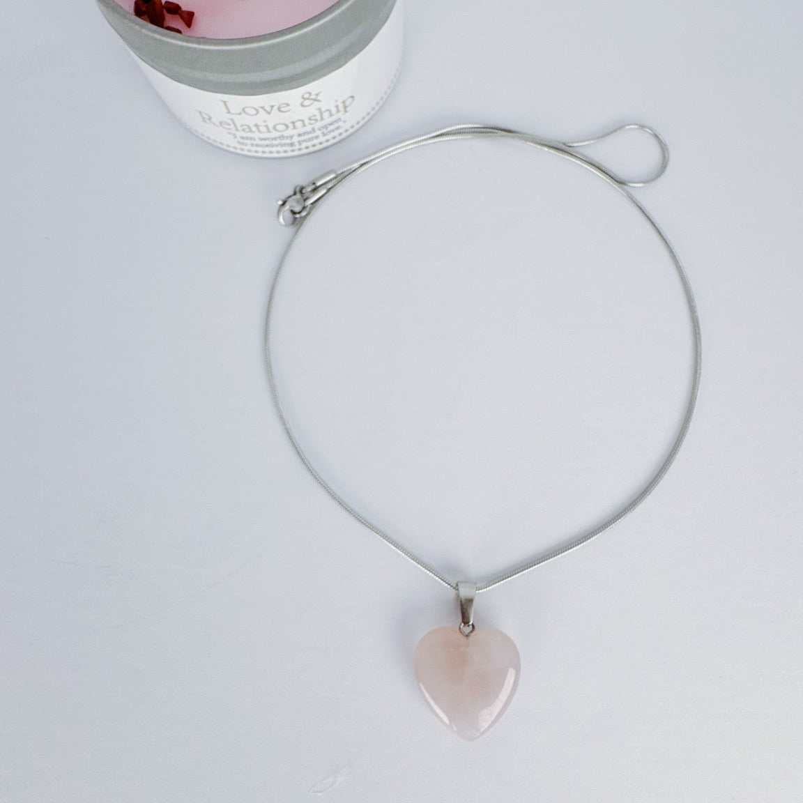 Rose quartz heart necklace