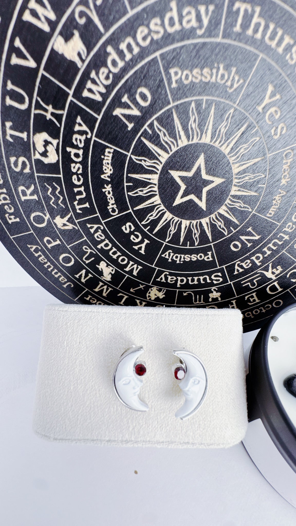 White Moon Earrings