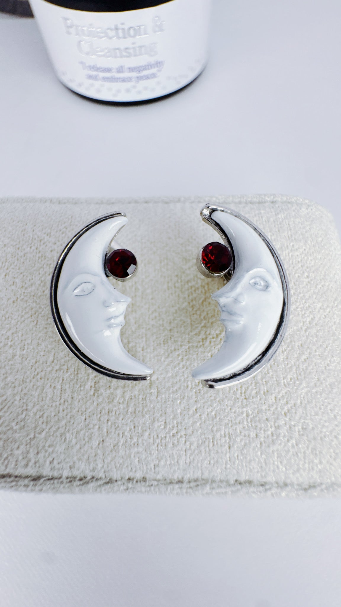White Moon Earrings