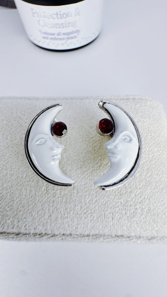 White Moon Earrings