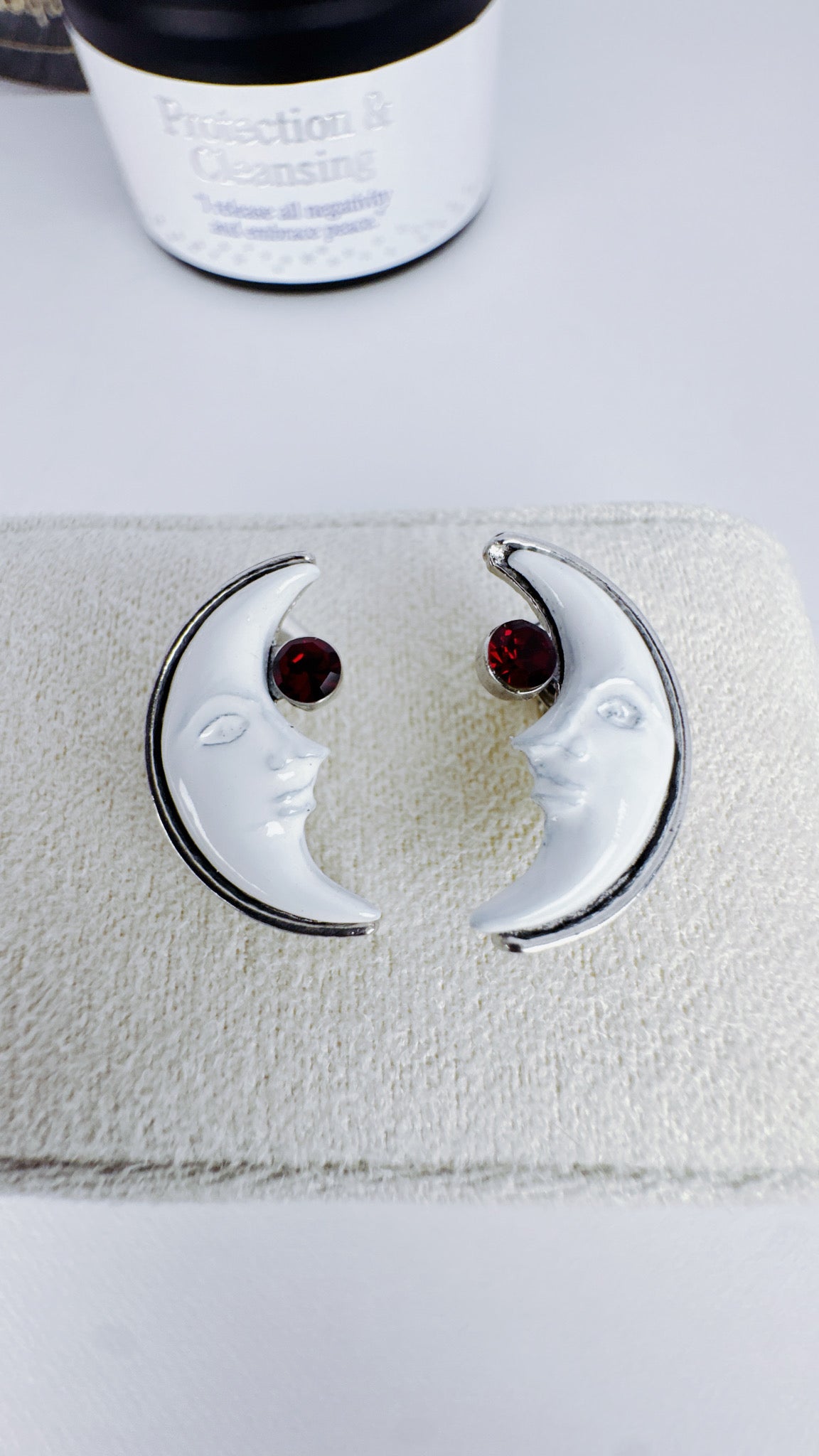 White Moon Earrings