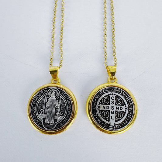 Saint Bennedict Necklace Gold and Silver