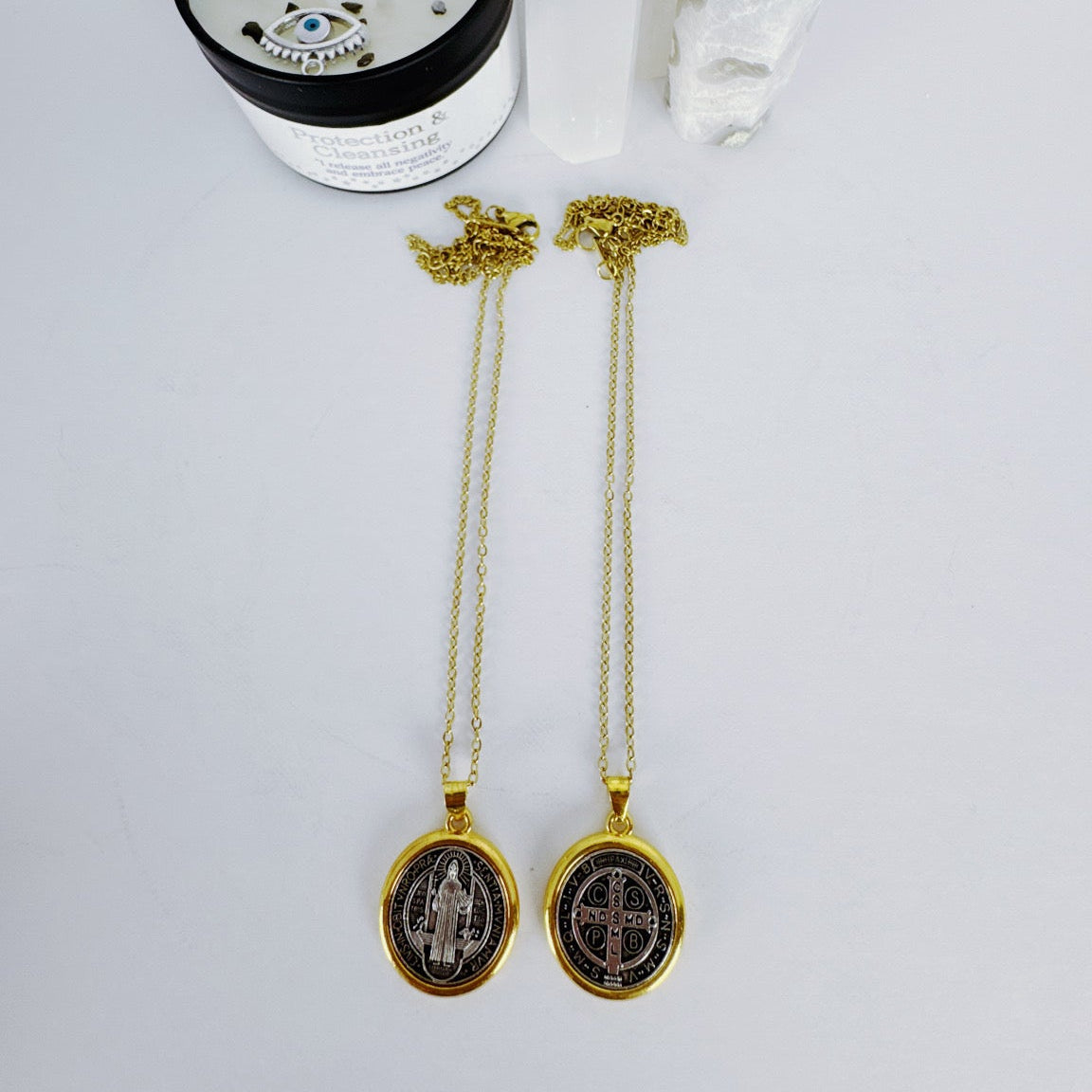 Saint Bennedict Necklace Gold and Silver