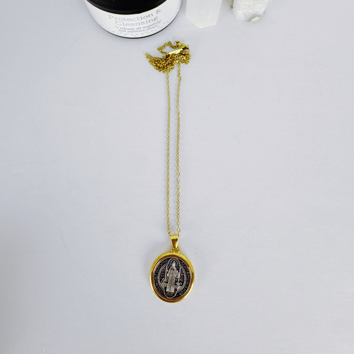 Saint Bennedict Necklace Gold and Silver