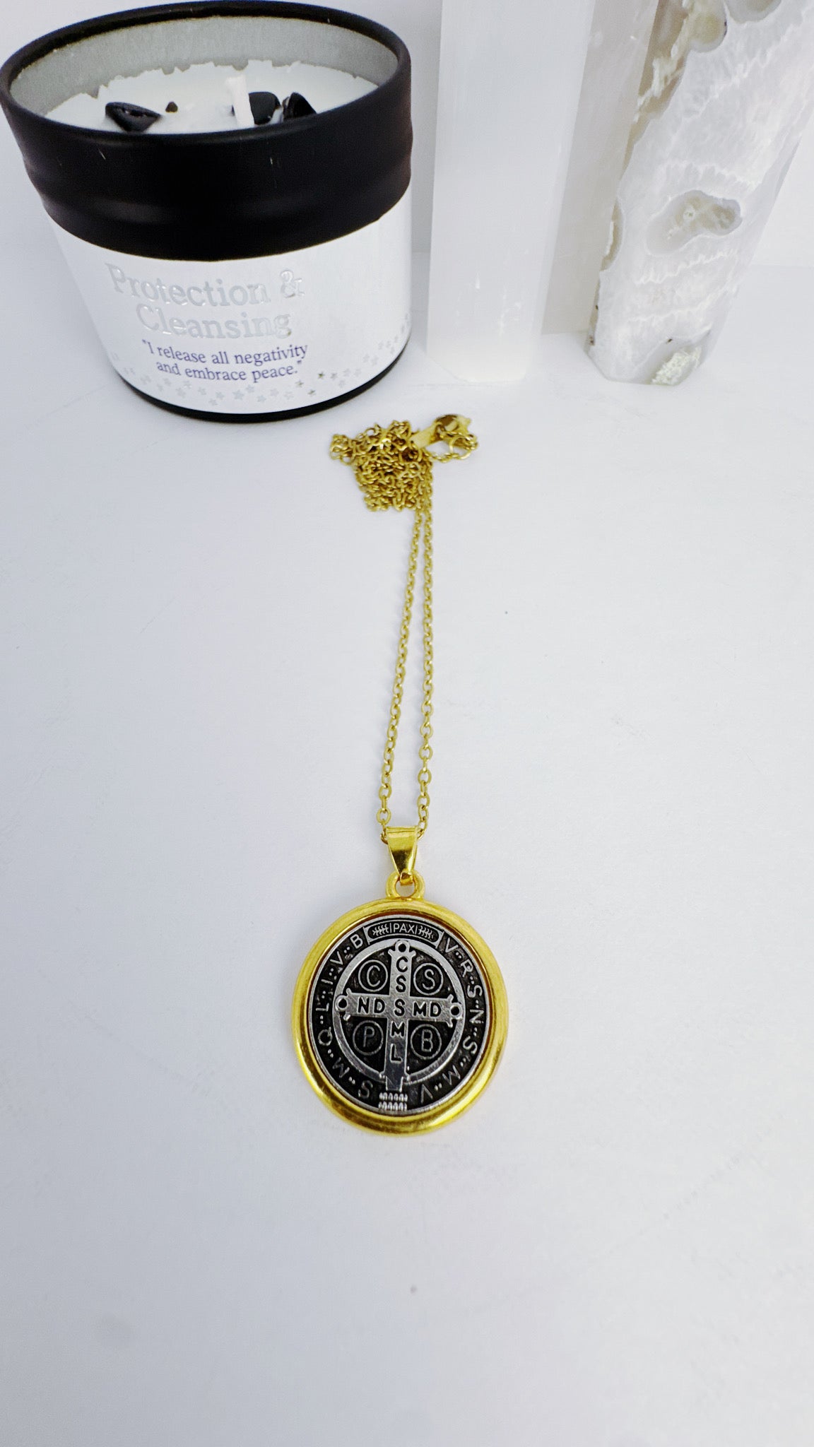 Saint Bennedict Necklace Gold and Silver