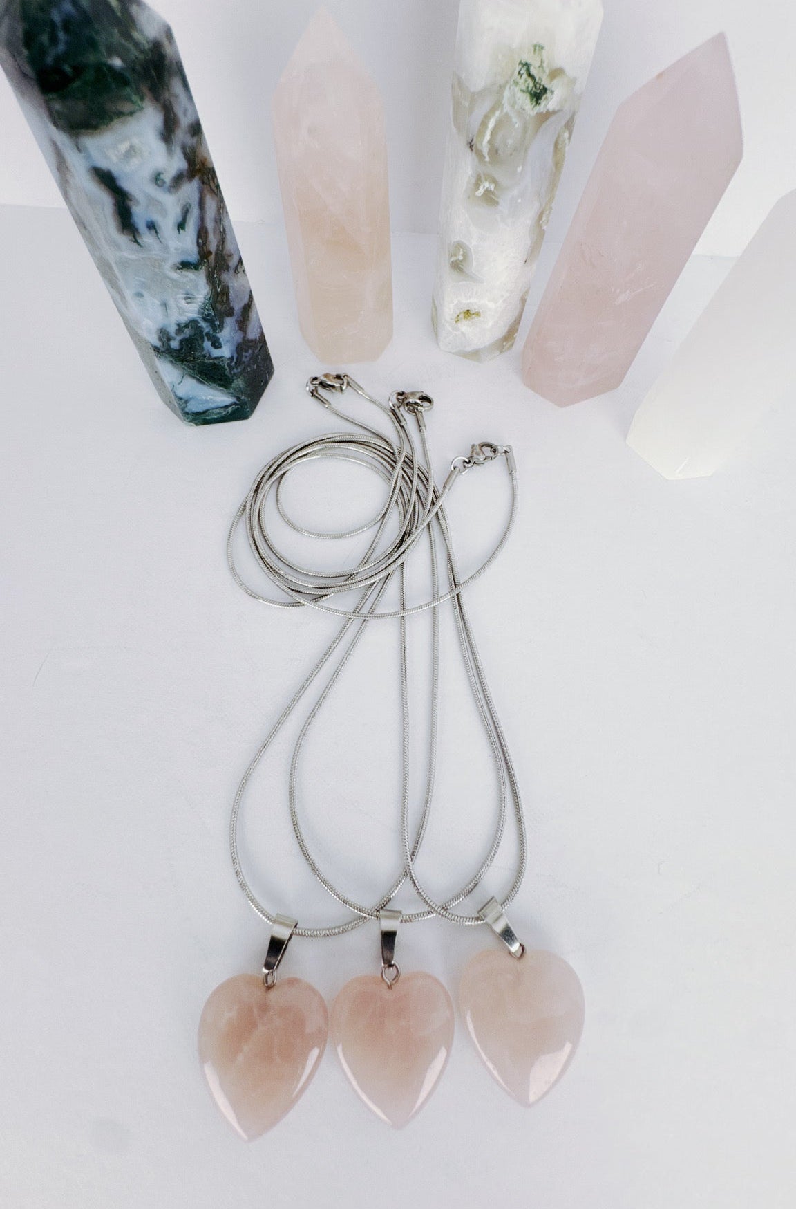 Rose quartz heart necklace