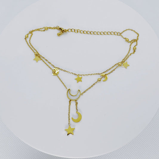 Moons and stars anklet