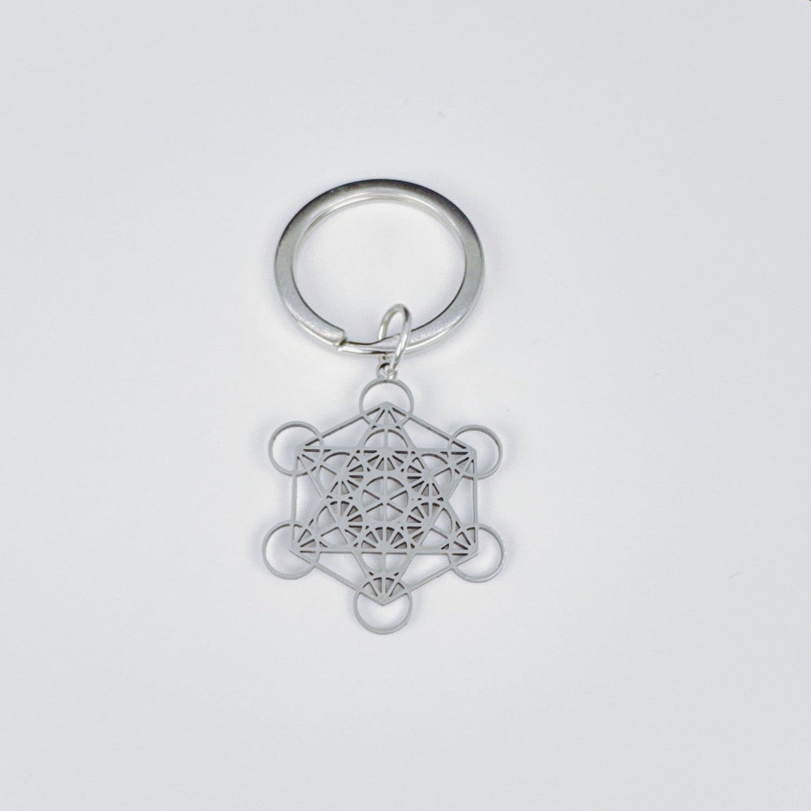 Metatron's Cube Keychain - Silver