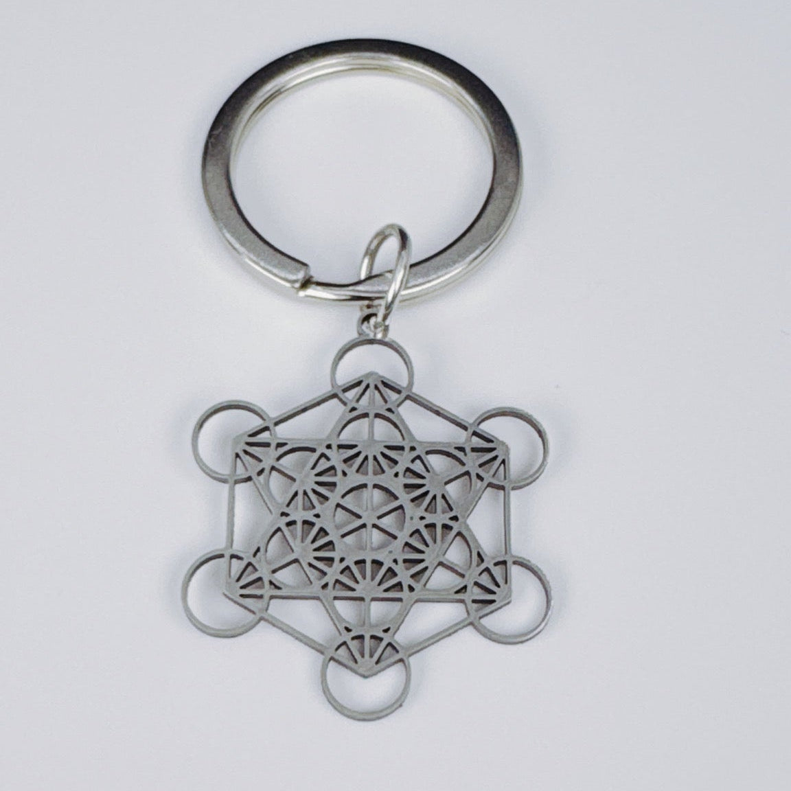 Metatron's Cube Keychain - Silver