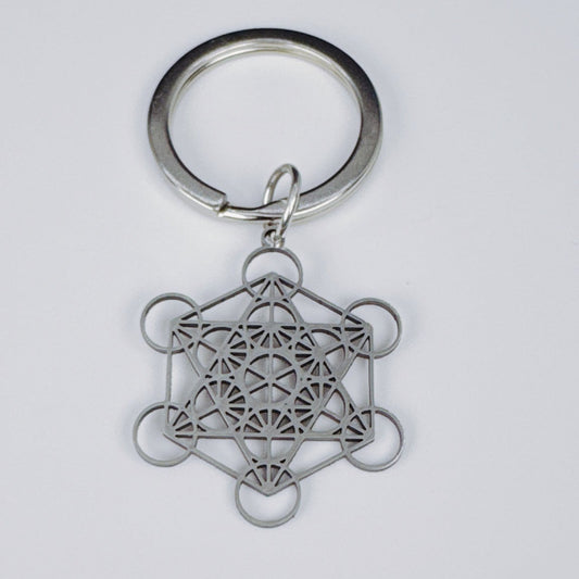 Metatron's Cube Keychain - Silver