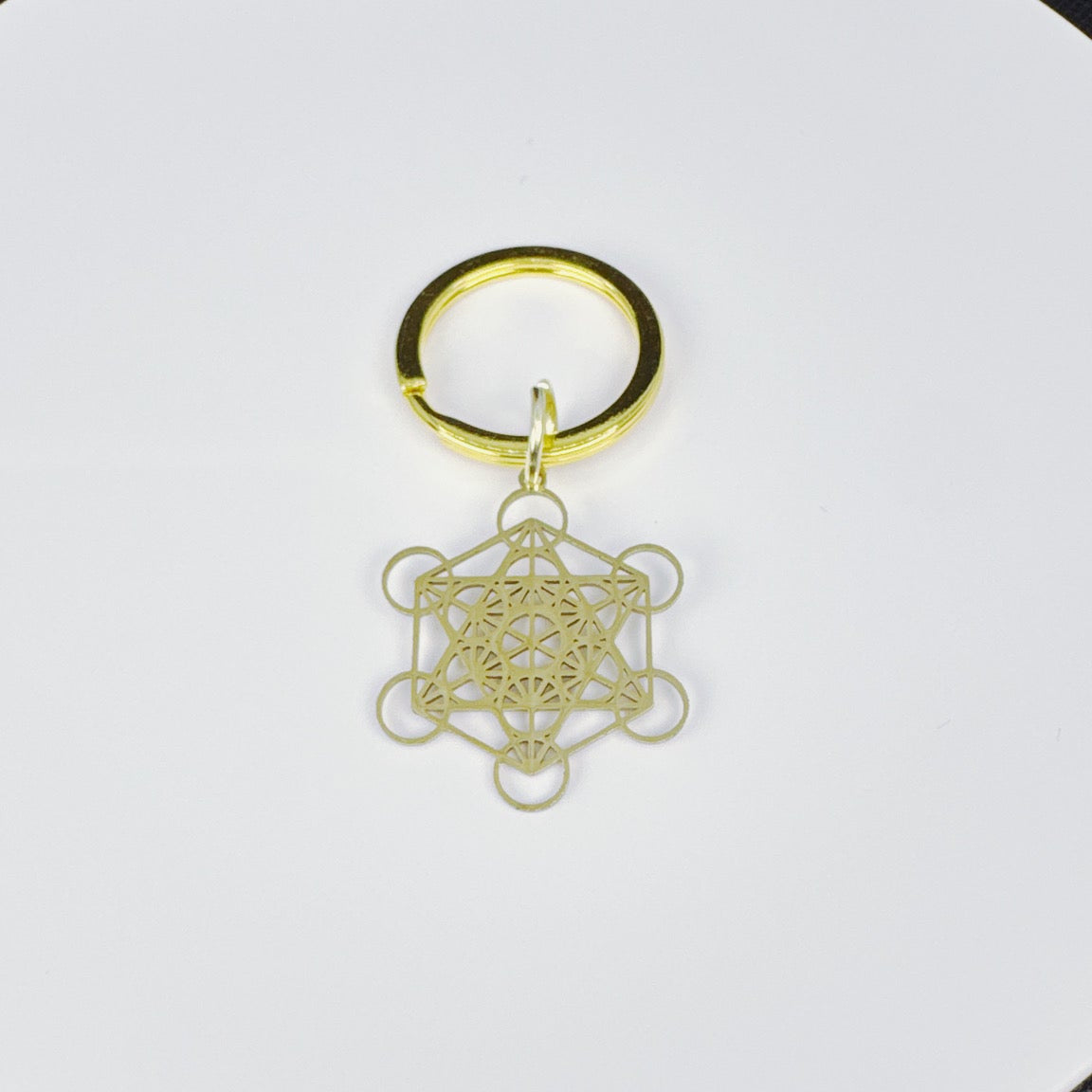 Metatron's Cube Keychain - Gold