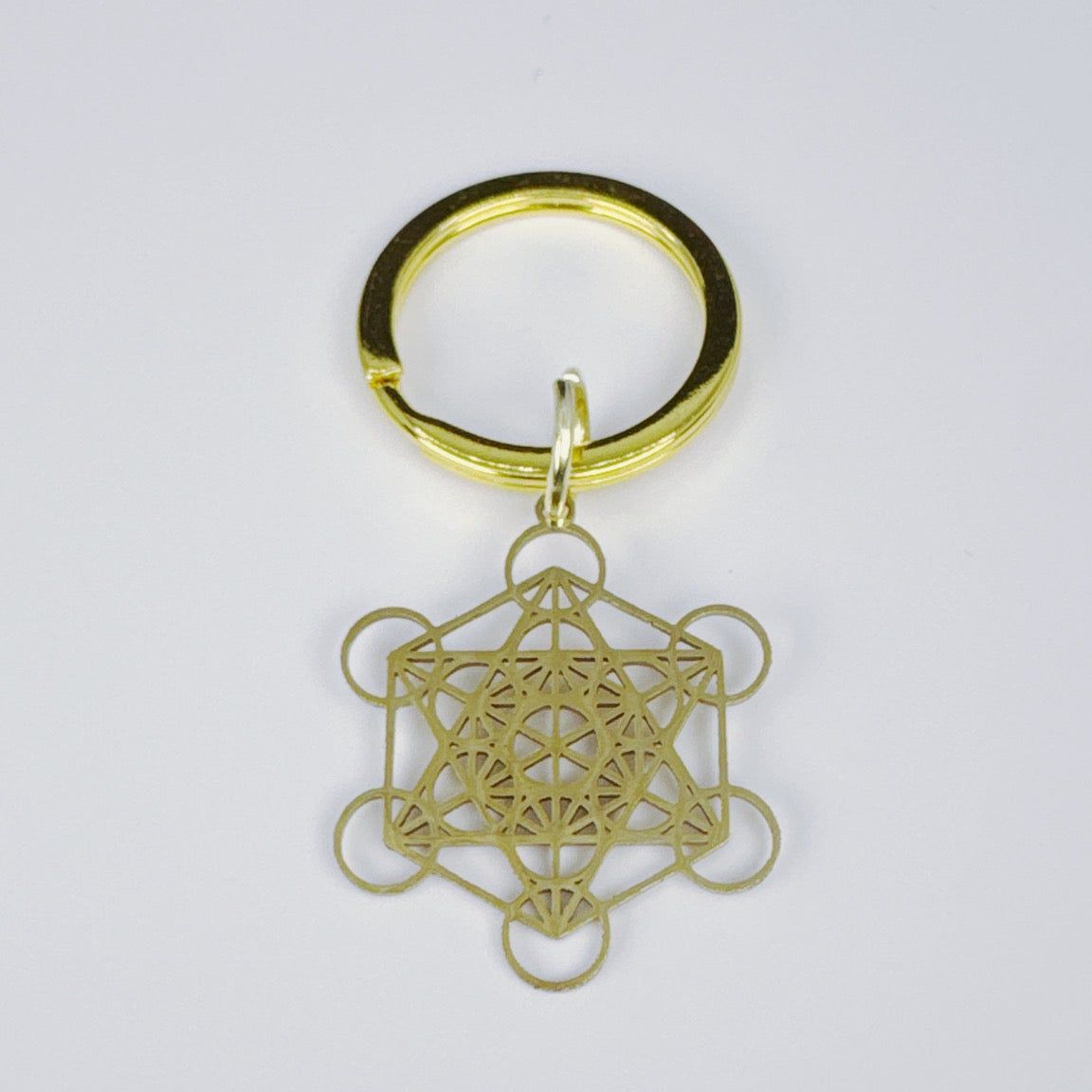 Metatron's Cube Keychain - Gold