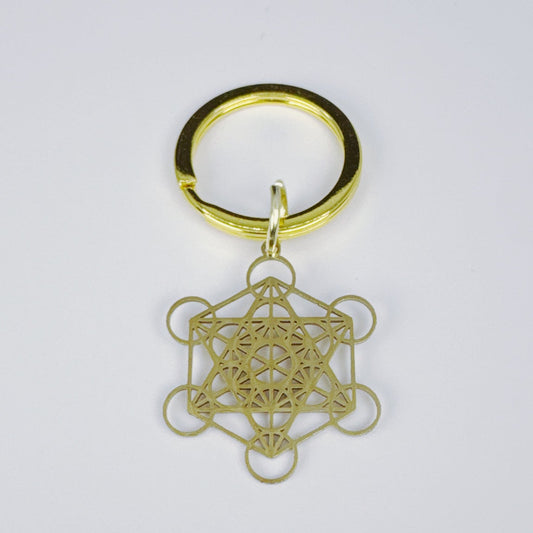 Metatron's Cube Keychain - Gold