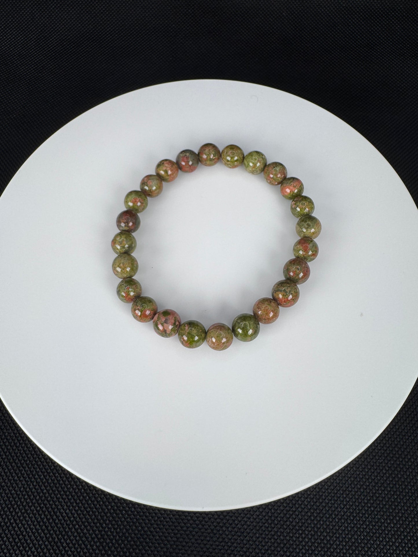Beaded Bracelet Natural Stone - Unakite