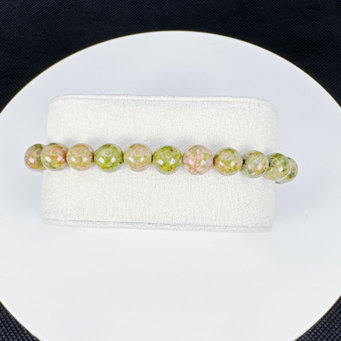 Beaded Bracelet Natural Stone - Unakite