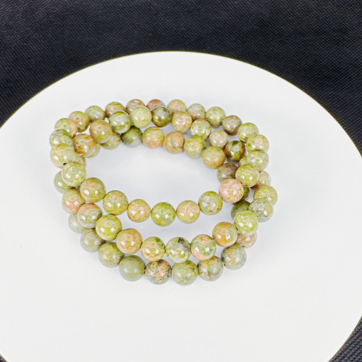 Beaded Bracelet Natural Stone - Unakite