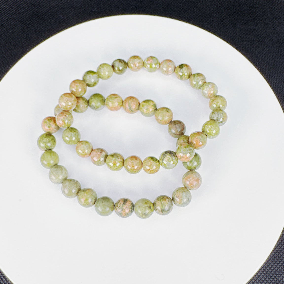 Beaded Bracelet Natural Stone - Unakite
