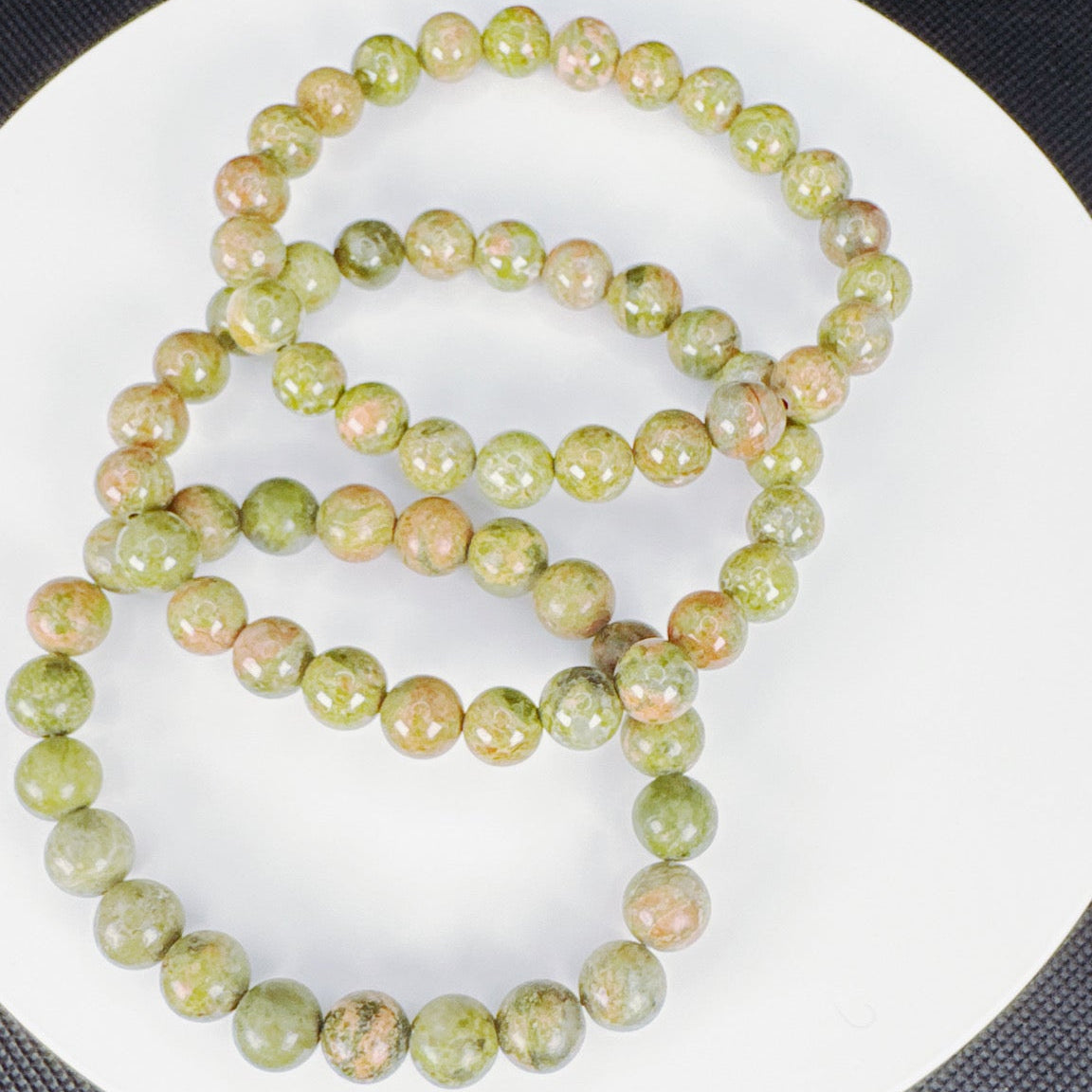 Beaded Bracelet Natural Stone - Unakite