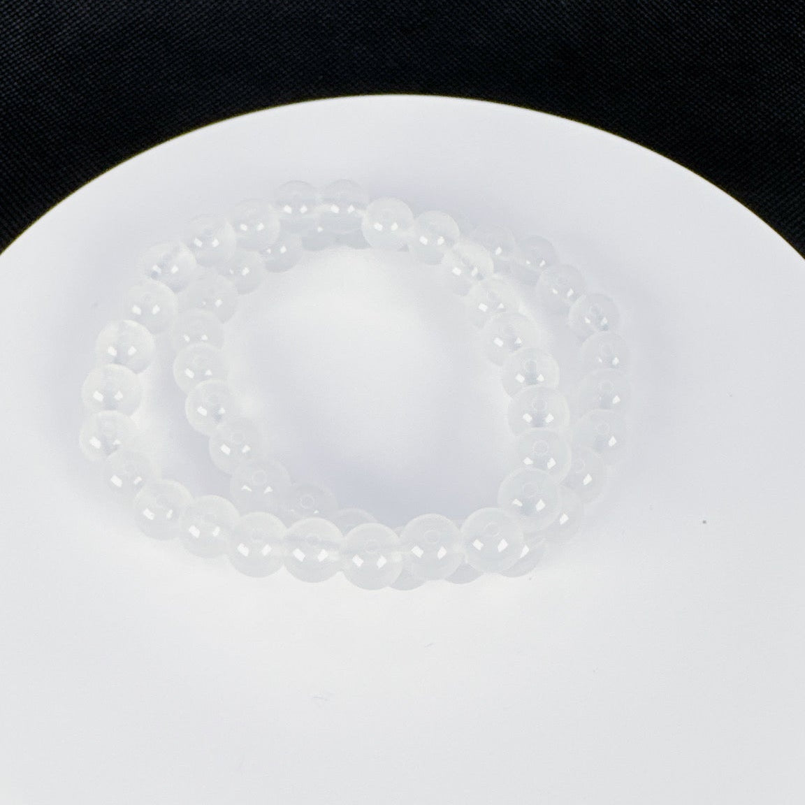 Beaded Bracelet Natural Stone - White Chalcedony