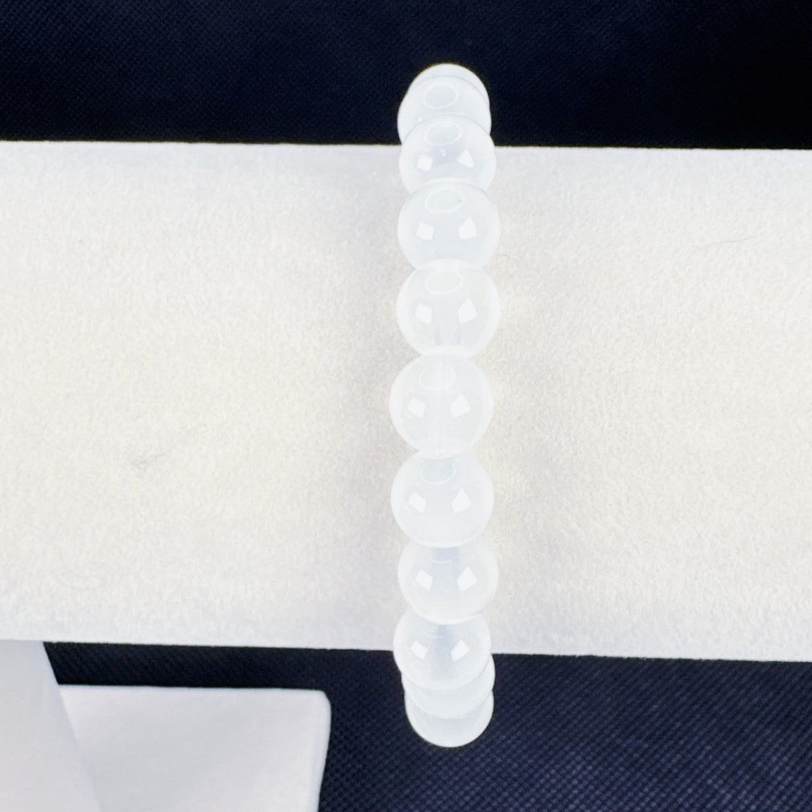 Beaded Bracelet Natural Stone - White Chalcedony