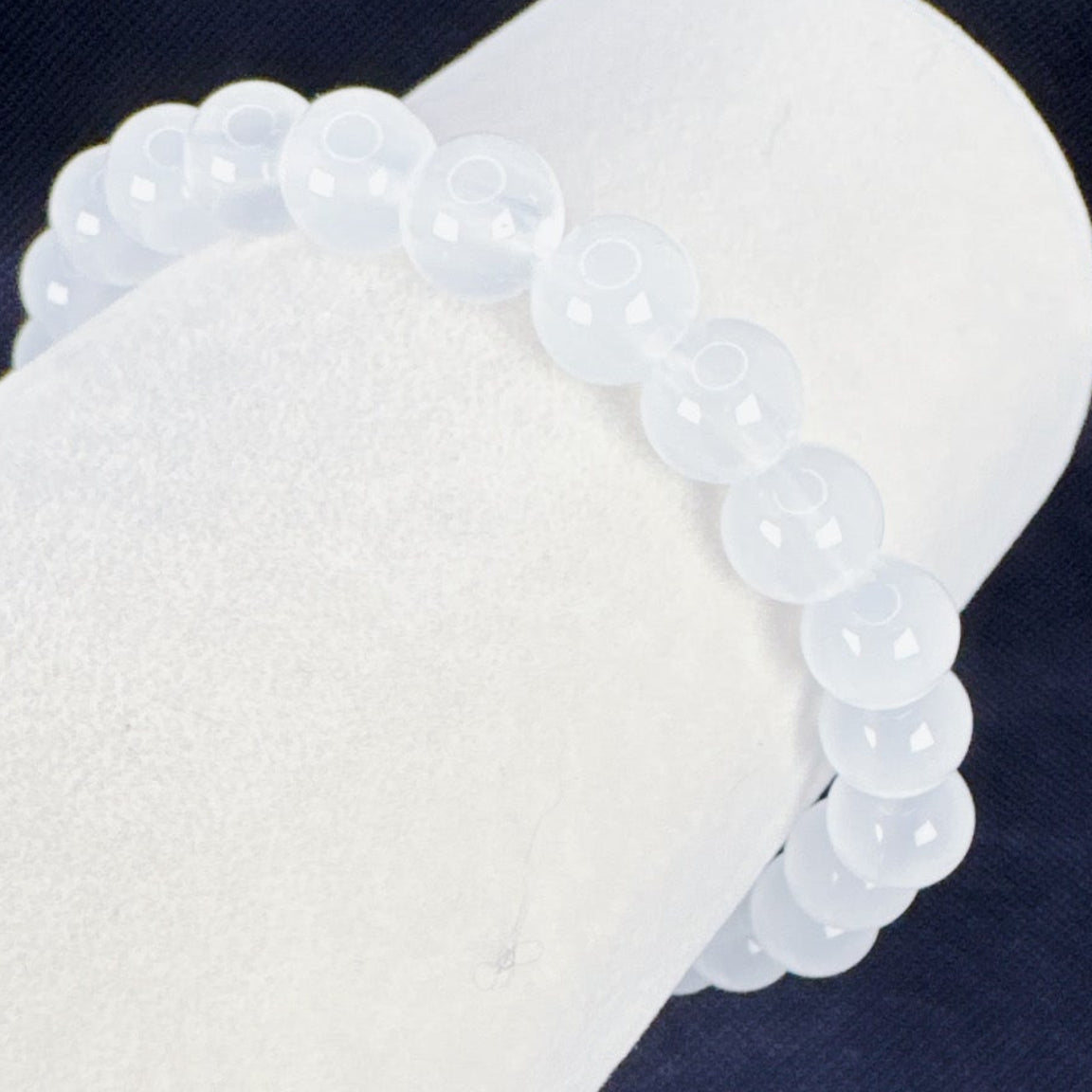 Beaded Bracelet Natural Stone - White Chalcedony