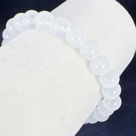 Beaded Bracelet Natural Stone - White Chalcedony