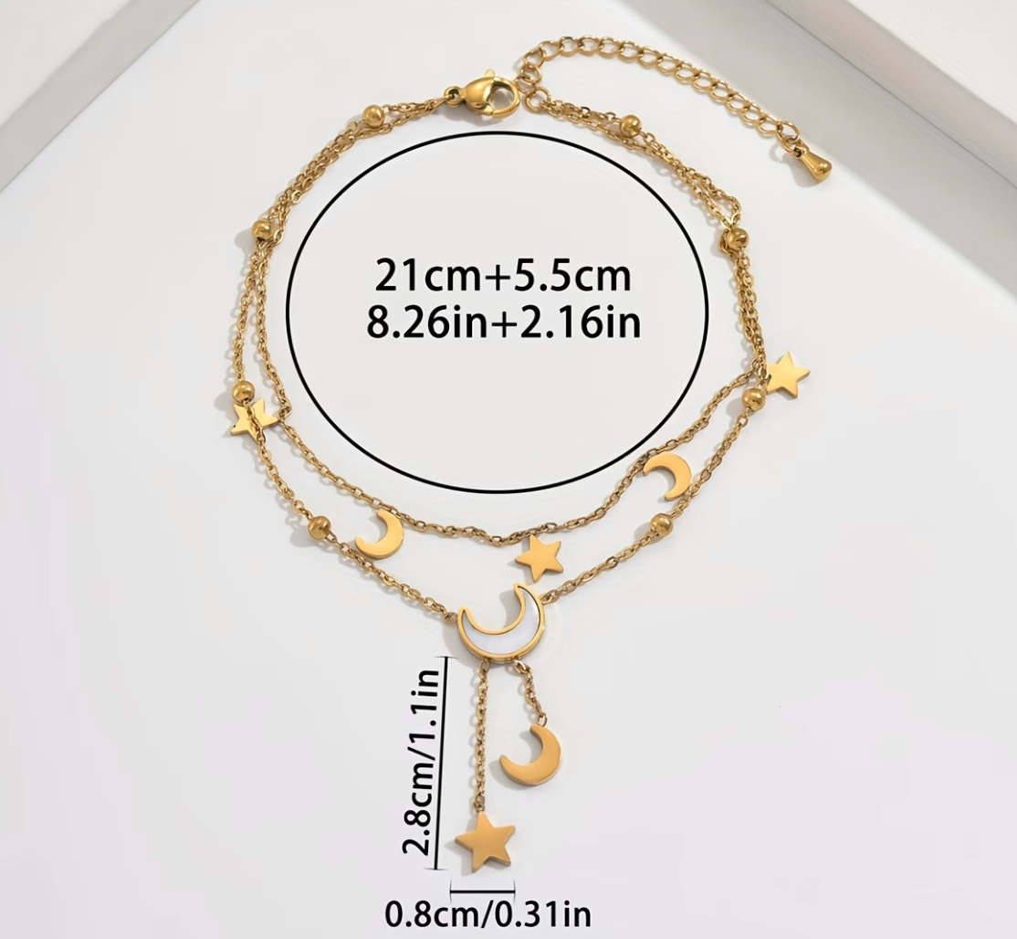 Moons and stars anklet